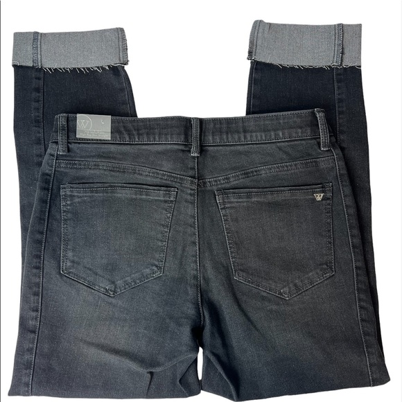 Wit & Wisdom Black glitter High Waisted Straight Leg Denim cuffed Jean - Picture 6 of 12